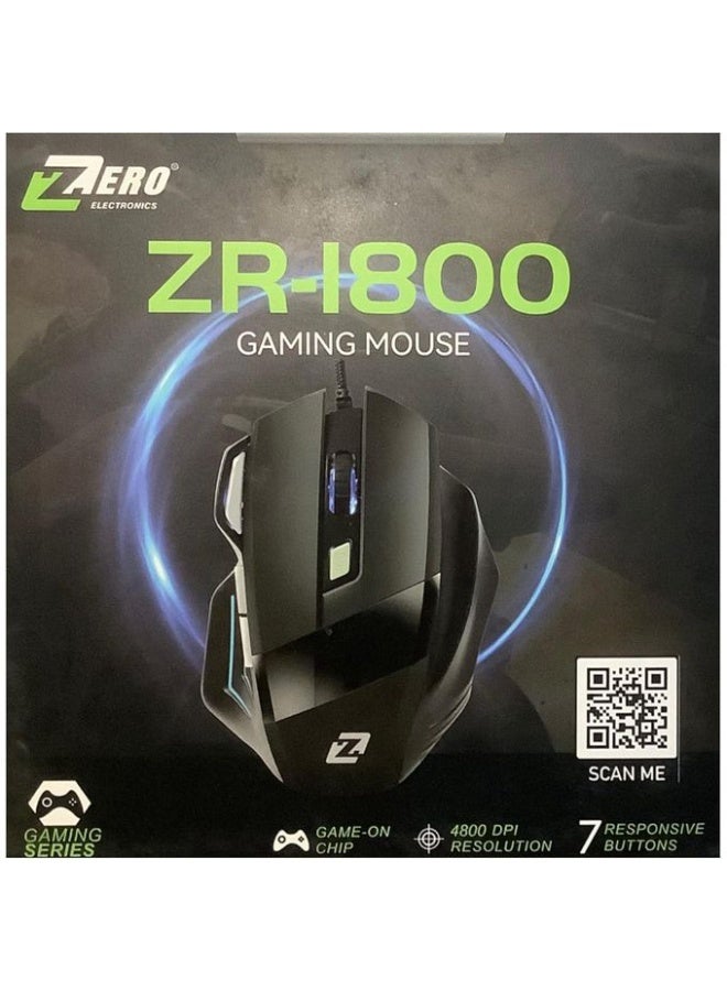 زيرو ماوس جيمنج سلكي من Zero Electronics - دقة 4800 DPI، مع 7 أزرار قابلة للبرمجة وإضاءة LED مدمجة - أسود - Image 1